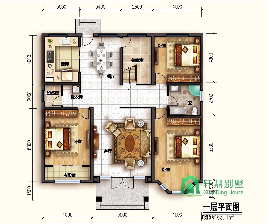 经济实用的二层小别墅设计图,布局完善,可两户同时居住