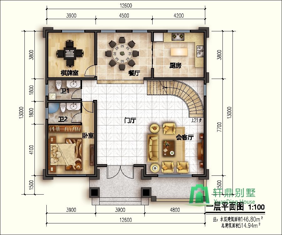 欧式四层复式别墅,高端大气,带有大面积观景露台