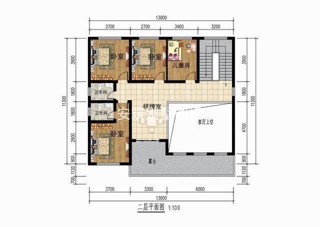 13米宽的房屋设计图在大厅里设置了一个中空的客厅力争成为村里最漂亮