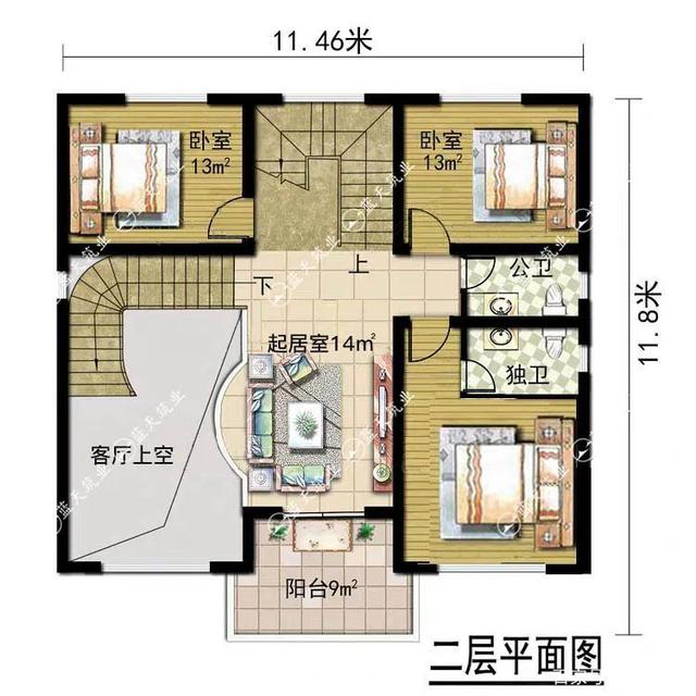 图纸推荐115mx118m的三层欧式农村自建房设计图