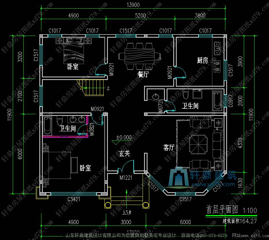 农村自建房设计图9x11,9×11农村自建房设计图 9x11.9m豪华三层农村别墅设计图_别墅房屋设计图_建房设计图