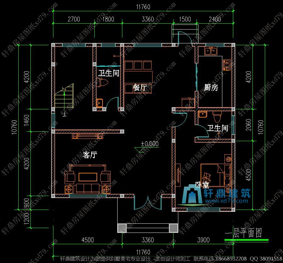 11x10米三层自建房_轩鼎房屋设计图