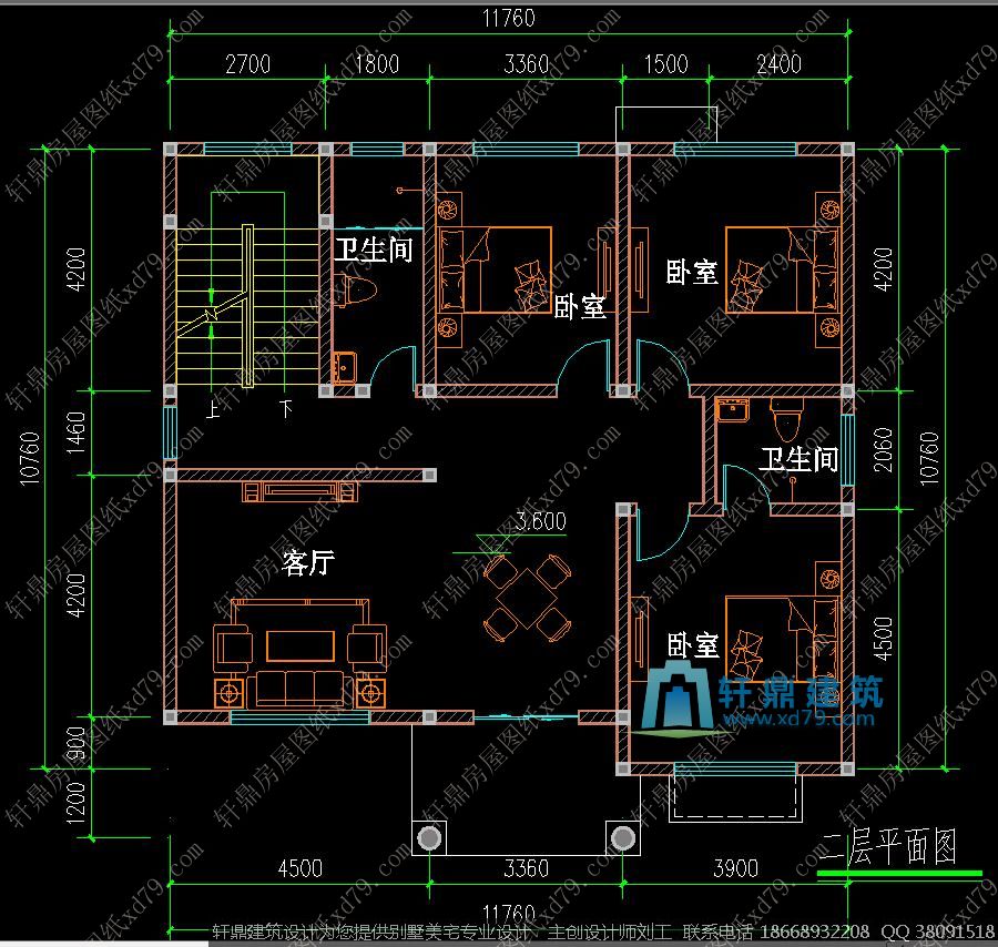 11x10米三层自建房_轩鼎房屋设计图